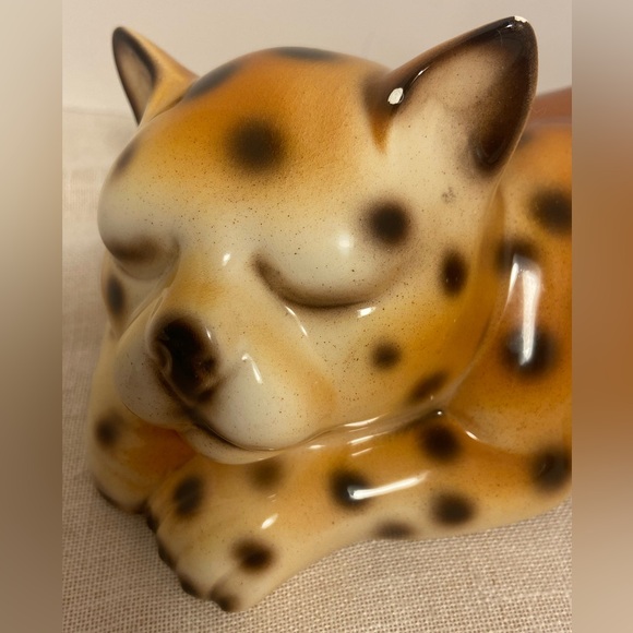 Vintage cat figurine MCM ceramic cheetah cub sculpture made in Italy Italian 60s - Picture 2 of 16